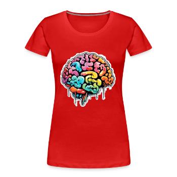 Cerveau / Connaissance / Intelligence / Intelligent / Penser - T-shirt bio Premium Femme - rouge - Devant - Mia (176cm)