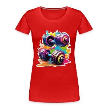 Dumbbell / Weights / Sports / Strength Training / Workout - Women's Premium Organic T-Shirt - red - Front - Mia (176cm)