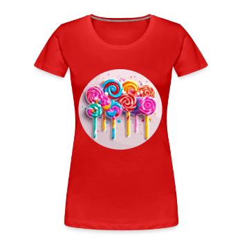 Lutscher / Lolli Pop / Süßigkeit / schlecken / süß - Frauen Premium Bio T-Shirt - Rot - Vorne - Mia (176cm)