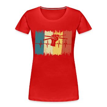Vintage Heartbeat Music Drummer - Women's Premium Organic T-Shirt - red - Front - Mia (176cm)