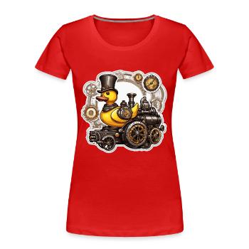 Canard en caoutchouc / canard en caoutchouc / eau / baignoire - T-shirt bio Premium Femme - rouge - Devant - Mia (176cm)