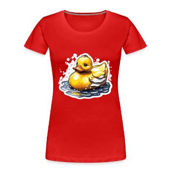 Canard en caoutchouc / canard en caoutchouc / eau / baignoire - T-shirt bio Premium Femme - rouge - Devant - Mia (176cm)