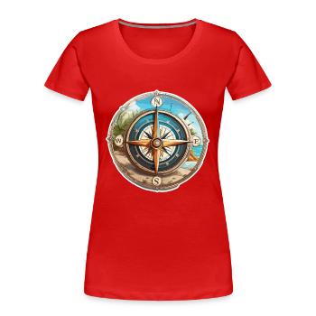 Kompass / Himmelsrichtung / Reisen / Survival - Frauen Premium Bio T-Shirt - Rot - Vorne - Mia (176cm)