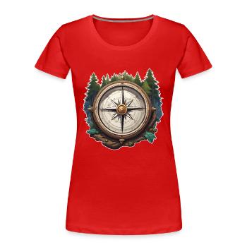 Kompass / Himmelsrichtung / Reisen / Survival - Frauen Premium Bio T-Shirt - Rot - Vorne - Mia (176cm)