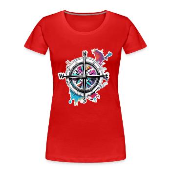 Kompass / Himmelsrichtung / Reisen / Survival - Frauen Premium Bio T-Shirt - Rot - Vorne - Mia (176cm)