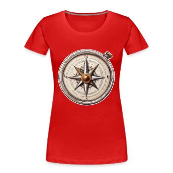 Kompass / Himmelsrichtung / Reisen / Survival - Frauen Premium Bio T-Shirt - Rot - Vorne - Mia (176cm)