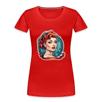 Rockabilly / Pin-up Girl / Frauenpower / 50er - Frauen Premium Bio T-Shirt - Rot - Vorne - Mia (176cm)