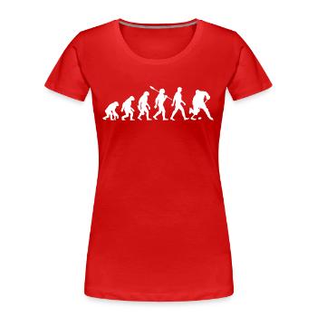 Evolution - Eishockey - Puck - Wintersport - Frauen Premium Bio T-Shirt - Rot - Vorne - Mia (176cm)