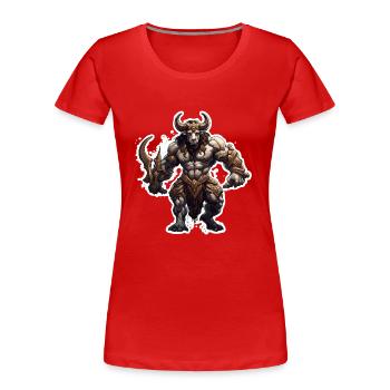 Minotaure / Mythologie grecque / Créature - T-shirt bio Premium Femme - rouge - Devant - Mia (176cm)