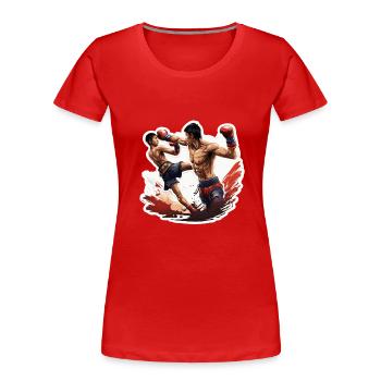 Boxeur / Sports / Combat / Arène / Ring de boxe / Poings - T-shirt bio Premium Femme - rouge - Devant - Mia (176cm)