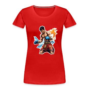Boxeur / Sports / Combat / Arène / Ring de boxe / Poings - T-shirt bio Premium Femme - rouge - Devant - Mia (176cm)