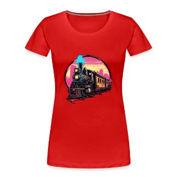 Zug / Lokomotive / Dampflok / Eisenbahn / Lock - Frauen Premium Bio T-Shirt - Rot - Vorne - Mia (176cm)
