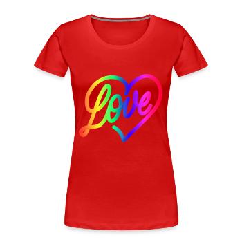 Love LOVE love Herz Regenbogen - Frauen Premium Bio T-Shirt - Rot - Vorne - Mia (176cm)
