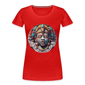 Mayan / Hochkultur / Peru / Maya Kalender / Motiv - Frauen Premium Bio T-Shirt - Rot - Vorne - Mia (176cm)