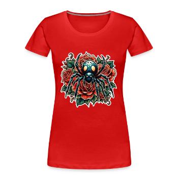 Araignée / chenille effrayante / insecte / animal / toile d'araignée - T-shirt bio Premium Femme - rouge - Devant - Mia (176cm)