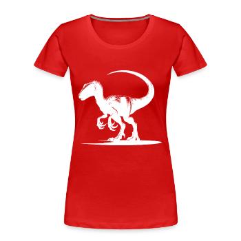 Gefährlicher Dino Velociraptor Dinosaurier - Frauen Premium Bio T-Shirt - Rot - Vorne - Mia (176cm)