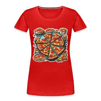 Pizza / Fast Food / Italian / Margherita - Women's Premium Organic T-Shirt - red - Front - Mia (176cm)