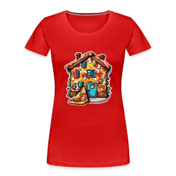 Pizza / Fast Food / Italian / Margherita - Women's Premium Organic T-Shirt - red - Front - Mia (176cm)