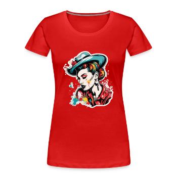 Rockabilly / Pin-up Girl / Frauenpower / 50er - Frauen Premium Bio T-Shirt - Rot - Vorne - Mia (176cm)