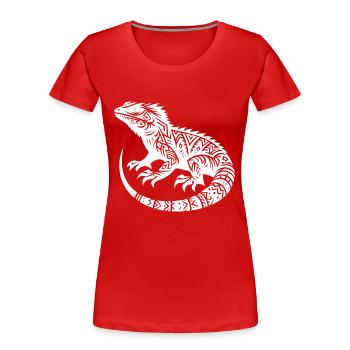 Bartagame Tribal Tattoo Style Verkleidung - Frauen Premium Bio T-Shirt - Rot - Vorne - Mia (176cm)