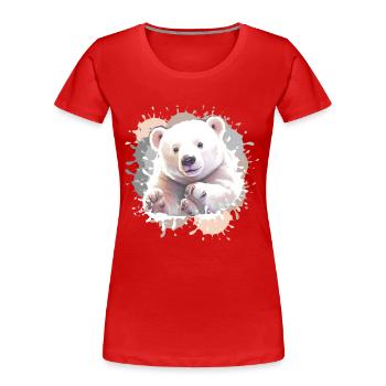 Eisbär, Bär, Babyeisbär,beige - Frauen Premium Bio T-Shirt - Rot - Vorne - Mia (176cm)