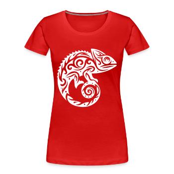 Scaly Creeper Disguise Chameleon Tattoo - Women's Premium Organic T-Shirt - red - Front - Mia (176cm)