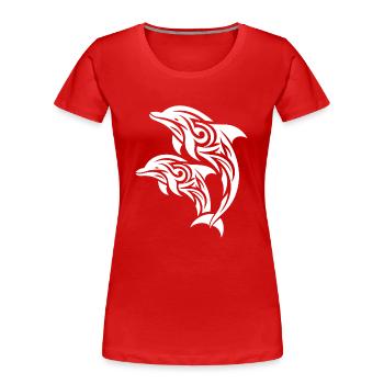 Tümmler Tribal Tattoo Springende Delfine - Frauen Premium Bio T-Shirt - Rot - Vorne - Mia (176cm)