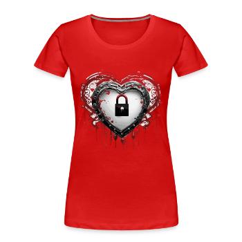 Serrure d’épaule / Clé / Serrure de coeur / Motif - T-shirt bio Premium Femme - rouge - Devant - Mia (176cm)