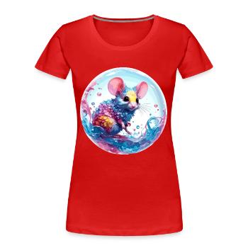 Tier in Seifenblase / kindlich / niedlich / Maus - Frauen Premium Bio T-Shirt - Rot - Vorne - Mia (176cm)