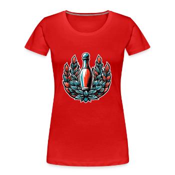 Bowling / Kegeln / Bowlingbahn / Pin / Strike - Frauen Premium Bio T-Shirt - Rot - Vorne - Mia (176cm)