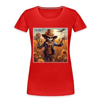 Scarecrow / Harvest Worker / Corn Field / Field - Women's Premium Organic T-Shirt - red - Front - Mia (176cm)