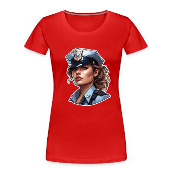 Polizei / Einsatz / Beruf / Job / Einsatzkräfte - Frauen Premium Bio T-Shirt - Rot - Vorne - Mia (176cm)