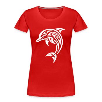 Springender kleiner süsses Baby Delfin Tattoo - Frauen Premium Bio T-Shirt - Rot - Vorne - Mia (176cm)