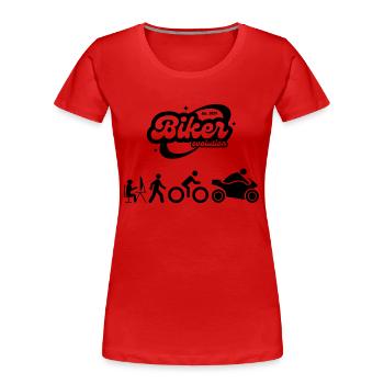 Biker Evolution: Vom Bürohengst zum Sport-Biker! - Frauen Premium Bio T-Shirt - Rot - Vorne - Mia (176cm)