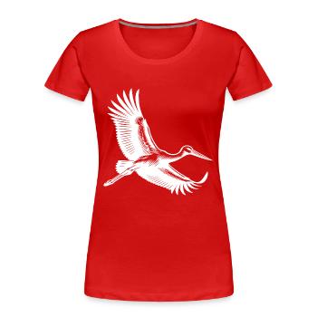 Fliegender Storch im eleganten Segelflug - Frauen Premium Bio T-Shirt - Rot - Vorne - Mia (176cm)