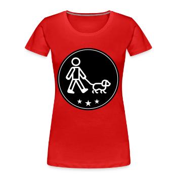 Dog walking dog - Women's Premium Organic T-Shirt - red - Front - Mia (176cm)