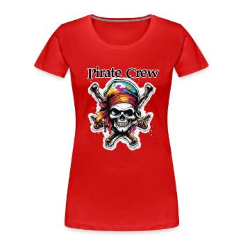 Pirat / Ahoi / Anker / Kapitän / Totenkopf / Rum - Frauen Premium Bio T-Shirt - Rot - Vorne - Mia (176cm)