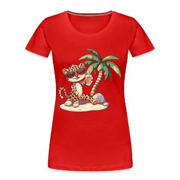 Leopard Sommer Strand Urlaub - Frauen Premium Bio T-Shirt - Rot - Vorne - Mia (176cm)