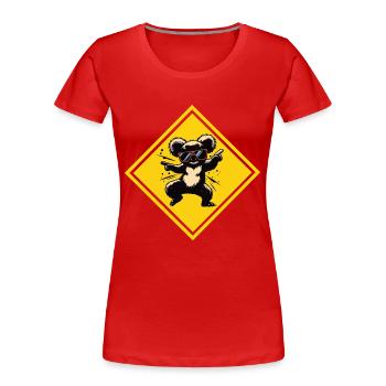 Koala dansant - lunettes de soleil sur panneau de signalisation - T-shirt bio Premium Femme - rouge - Devant - Mia (176cm)