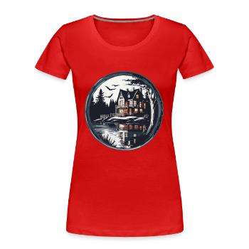 Lakeside House / Cabin / Lake / Mountains / Nature /Forest - Women's Premium Organic T-Shirt - red - Front - Mia (176cm)