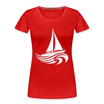 Segelyacht bei schwerem Wellengang - Frauen Premium Bio T-Shirt - Rot - Vorne - Mia (176cm)