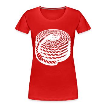 Corde tressée Conception de corde maritime enroulée - T-shirt bio Premium Femme - rouge - Devant - Mia (176cm)