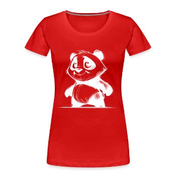 Cute Panda Baby Bear with Big Eyes Sketch - Women's Premium Organic T-Shirt - red - Front - Mia (176cm)