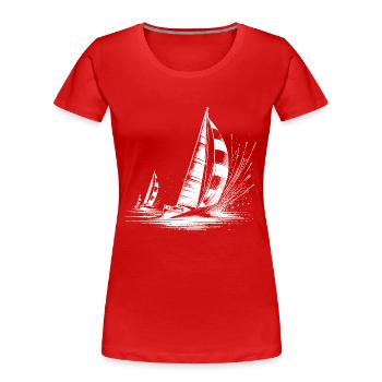 Regatta Segelboote bei Wind und Wellengang - Frauen Premium Bio T-Shirt - Rot - Vorne - Mia (176cm)