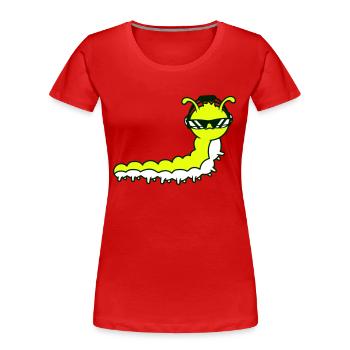Cool Cute DJ Caterpillar Sunglasses Party Club Music - Women's Premium Organic T-Shirt - red - Front - Mia (176cm)