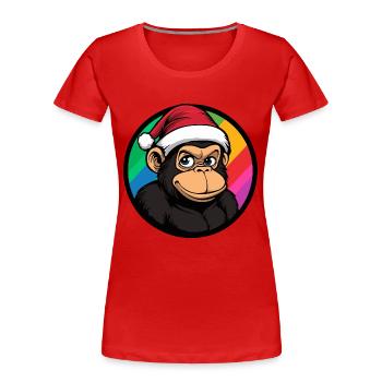 Singe Animal de Noël - T-shirt bio Premium Femme - rouge - Devant - Mia (176cm)