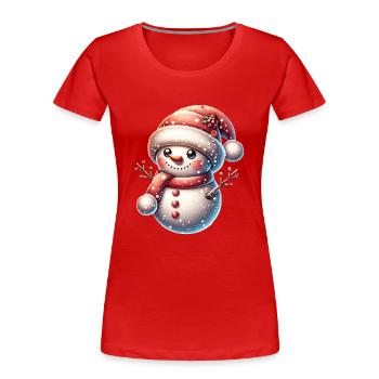 Wundervoller Schneemann Schneebälle Licht Xmas - Frauen Premium Bio T-Shirt - Rot - Vorne - Mia (176cm)