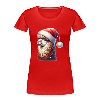 Lama Boules de neige Noël - T-shirt bio Premium Femme - rouge - Devant - Mia (176cm)