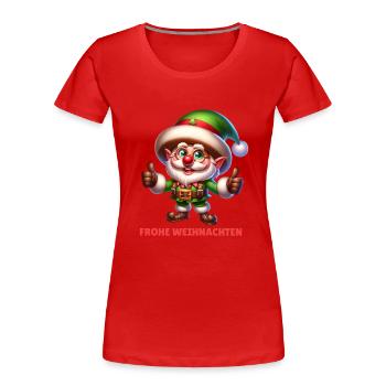 Frohe Weihnachten Elf Weihnachtsfeier - Frauen Premium Bio T-Shirt - Rot - Vorne - Mia (176cm)