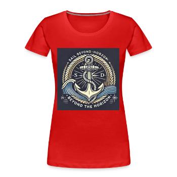 Au-delà de l’horizon Ancre maritime motif intemporel - T-shirt bio Premium Femme - rouge - Devant - Mia (176cm)